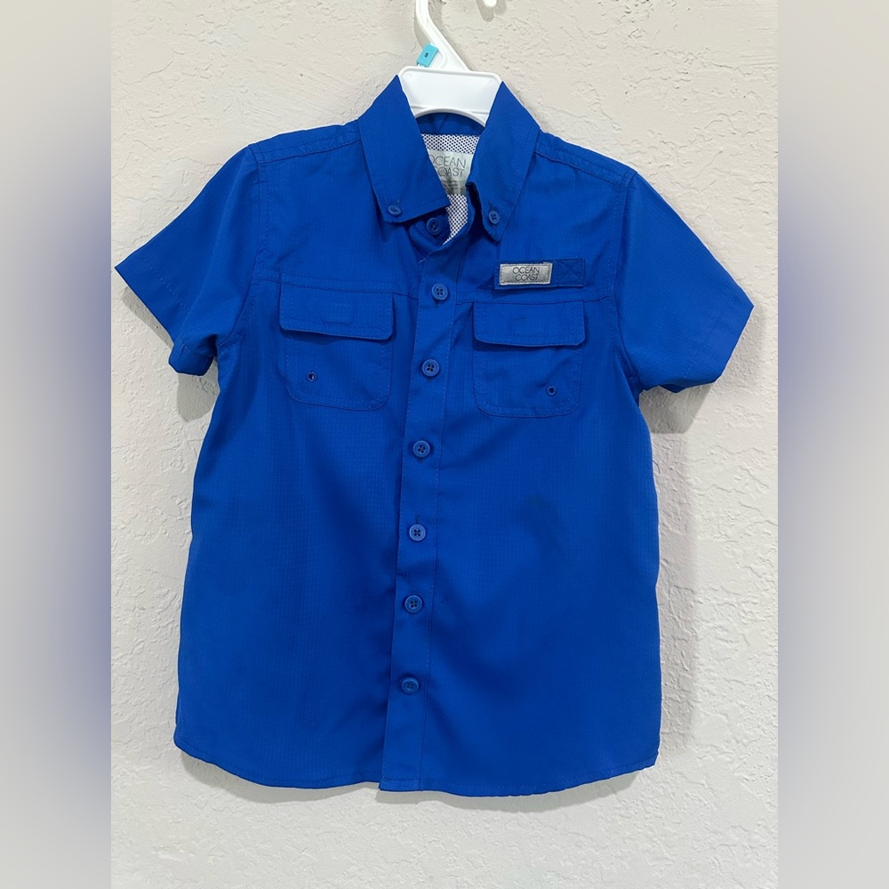 Ocean Current Boys' Short-Sleeve Button-Down Shirt in Royal Blue